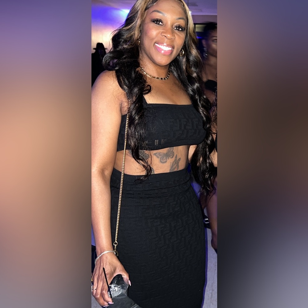 Authentic Fendi Jacquard Logo skirt and crop top